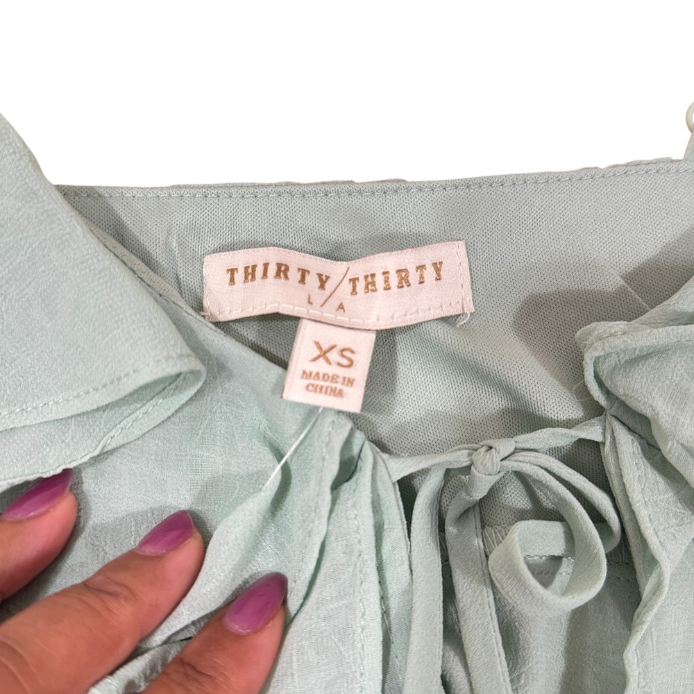 NWT Thirty Thirty LA Women's Sage Green Ruffle Tie-Front Cami Top XS - Picture 6 of 9